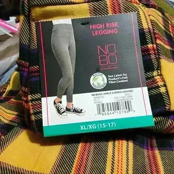 No Boundaries Juniors Sueded Ankle Legging High Rise XL, XXXL Autumn Plaid Print - Picture 5 of 6